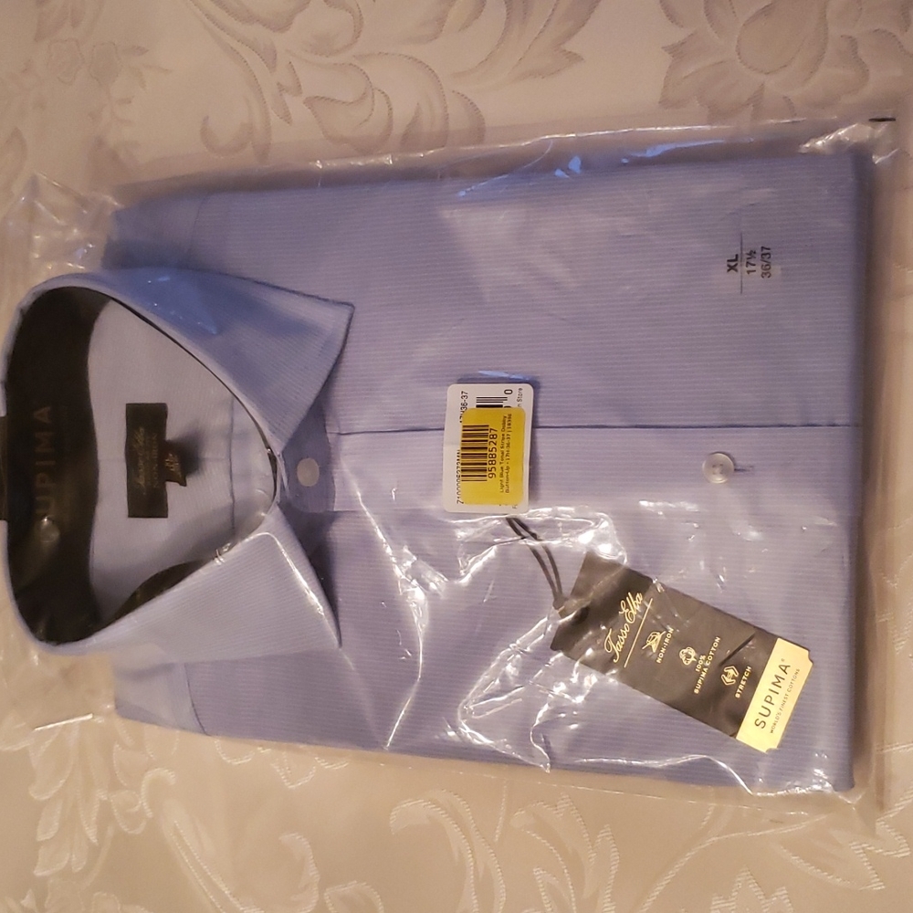 COPY - TASSO ELBA MENS DRESS SHIRT BLUE STRIP, NWT XL **205**